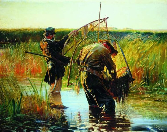 Wading fishermen. 1891, oil on canvas, 113 × 146 cm (44.5 × 57.5 in), National Museum in Warsaw (MNW)
